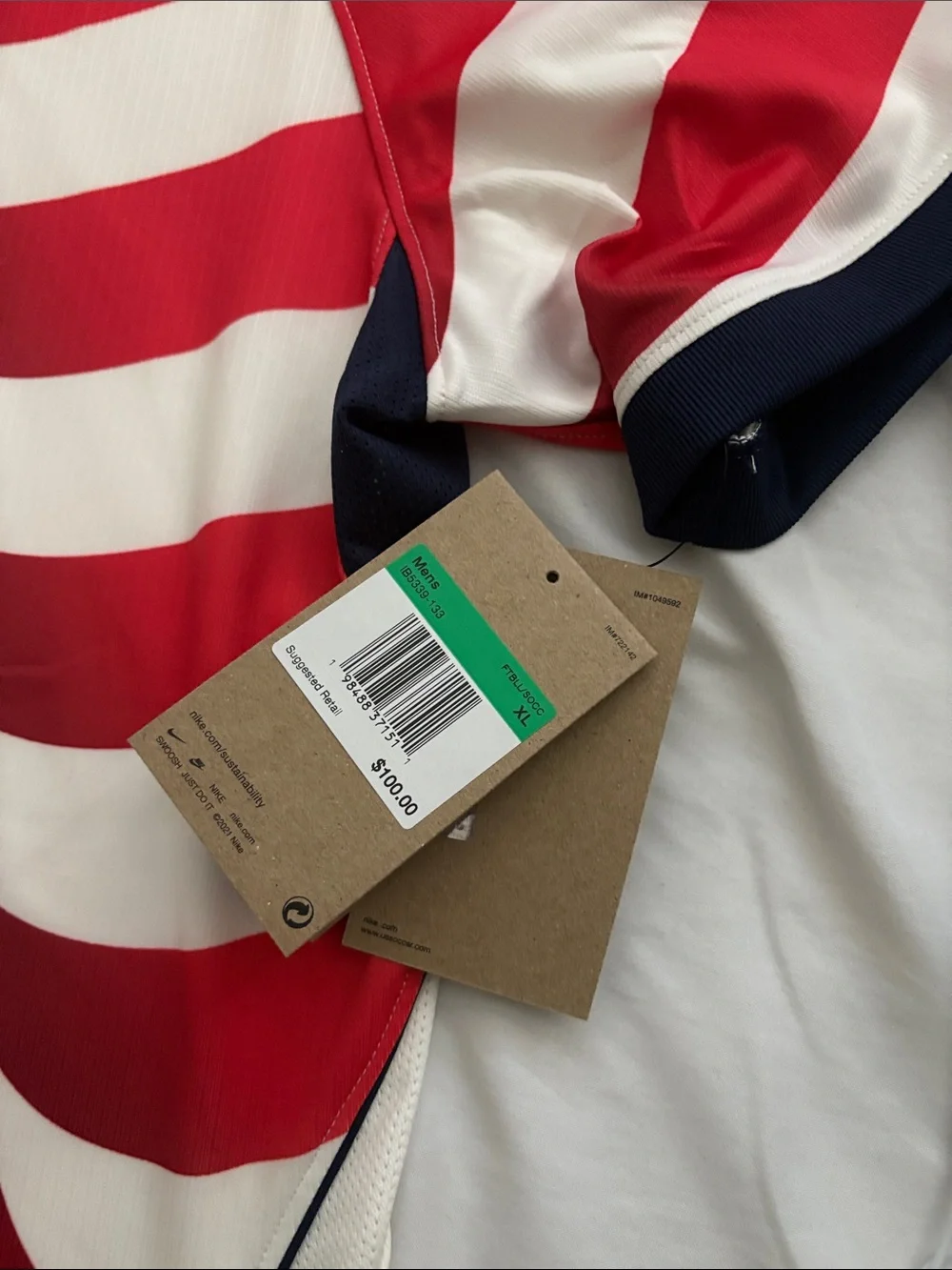 Nike USA Red and White Wave Soccer Jersey